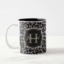B & W Leopard Pattern w/ Custom Monogram & Name