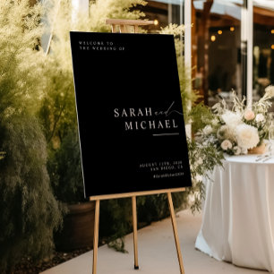 B & W Minimal Modern Script Simple Wedding Welcome Poster