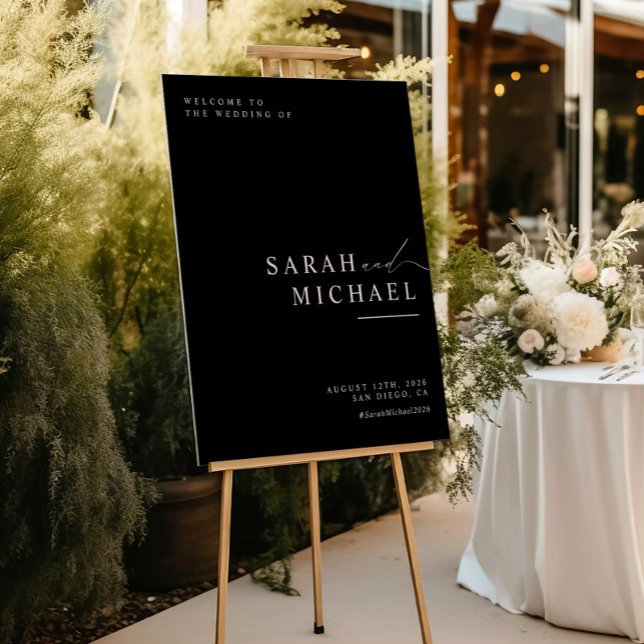 B & W Minimal Modern Script Simple Wedding Welcome Poster (Creator Uploaded)