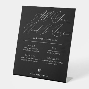 B & W Minimalist Wedding Dessert Bar Menu Sign