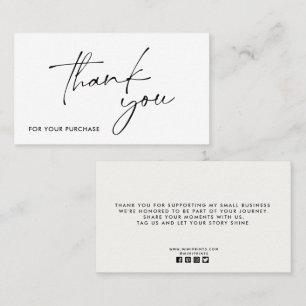 B&W Modern, social media  icons thank you card 