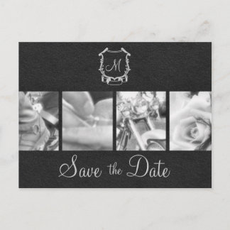 B&W Motorcycle Photos Save the Date Announcement Postcard