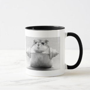 B&W Mug Hamster Weightlifter