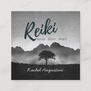 B&W Natural Reiki Master Yoga Mediation instructor Square Business Card