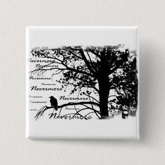 B&W Nevermore Raven Silhouette 2 Inch Square Button