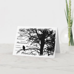 B&W Nevermore Raven Silhouette Card
