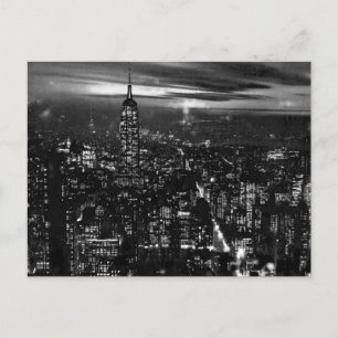 B&W New York City at Night Postcard