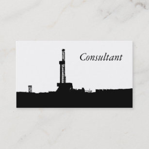 B/W Oil Drilling Rig Silhouette Business Card