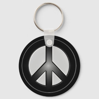 b&w peace sign keychain