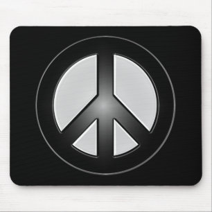 B&W Peace Sign Mouse Pad