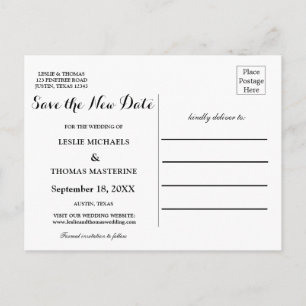 B&W Personalized Save the New Date Postcard