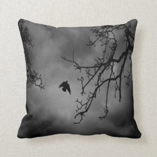 B&W Photo-Bird Flying #1-Pillow Throw Pillow