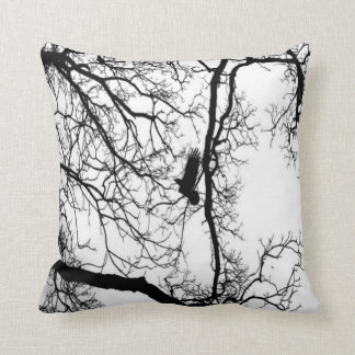 B&W Photo Bird Flying #2 Throw Pillow