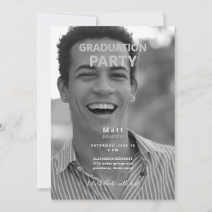 B/W Photo Graduation Party  Invitation