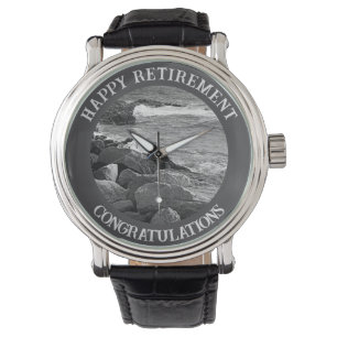 B W Photography of Wavy Ocean Retirement Gift Watch