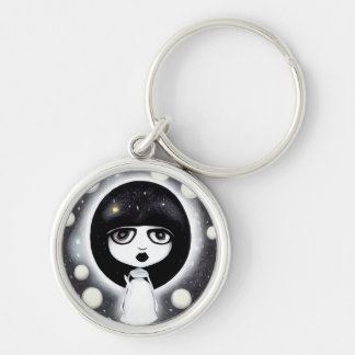 B&W Pop Surrealism Little Doll Keychain