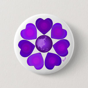 B&W Purple Hearts Beating 2 Inch Round Button