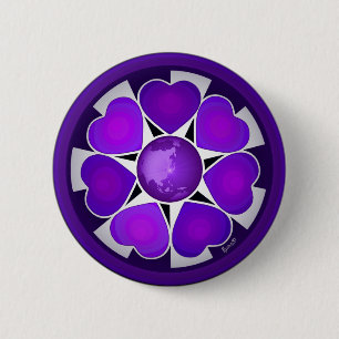 B&W Purple Hearts Beating 2 Inch Round Button