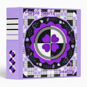 B&W purple hearts beating Binder