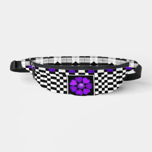 B&W purple hearts beating Fanny Pack