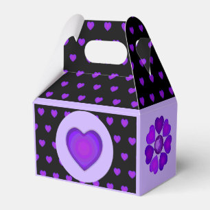 B&W Purple Hearts Beating Favor Box