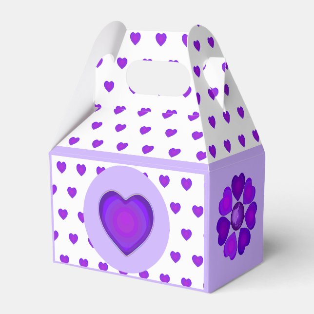 B&W Purple Hearts Beating Favour Box (Back Side)