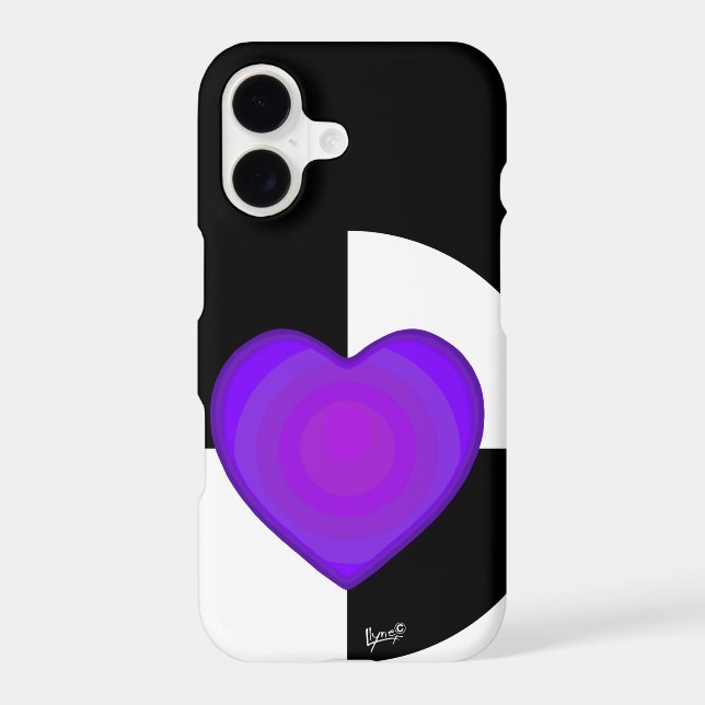 B&W Purple Hearts Beating iPhone Case (Back)