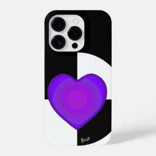 B&W Purple Hearts Beating iPhone 14 Pro Case