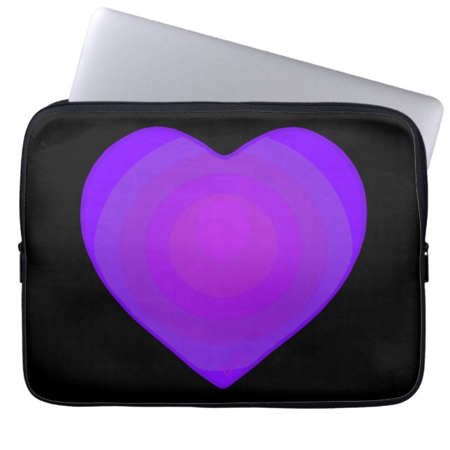 B&W Purple Hearts Beating Laptop Sleeve (Front)