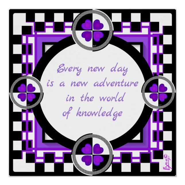 B&W purple hearts beating Poster (Front)