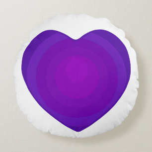 B&W Purple Hearts Beating Round Pillow