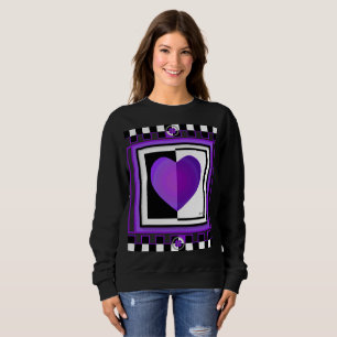 B&W Purple Hearts Beating Sweatshirt