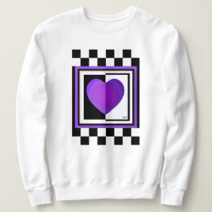 B&W Purple Hearts Beating Sweatshirt