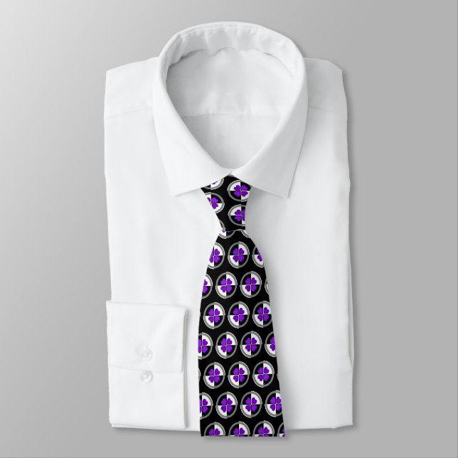 B&W Purple Hearts Beating Tie (Tied)