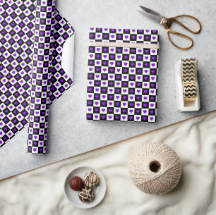 B&W Purple Hearts Beating Wrapping Paper