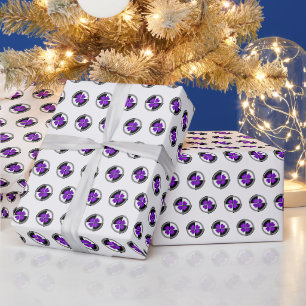 B&W Purple Hearts Beating Wrapping Paper