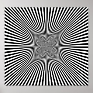 B&W Rays Optical Illusion Poster