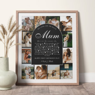 B & W Reasons We Love You Mum Photo Grid Collage Poster