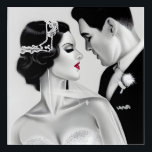 B&W Retro Art Deco Vintage Bride & Groom<br><div class="desc">B&W Retro Art Deco Vintage Bride & Groom</div>