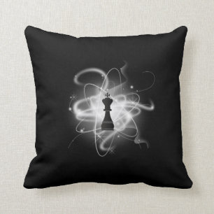B&W Retro Atomic Chess Piece - King Throw Pillow