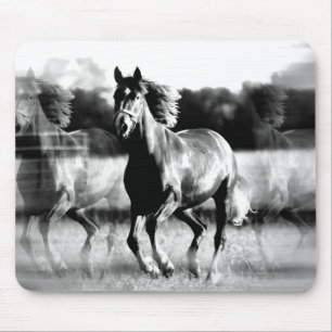 B&W Running Horse Mouse Pad