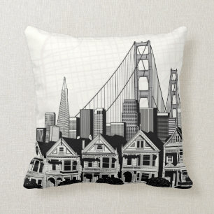 B&W San Francisco California Throw Pillow