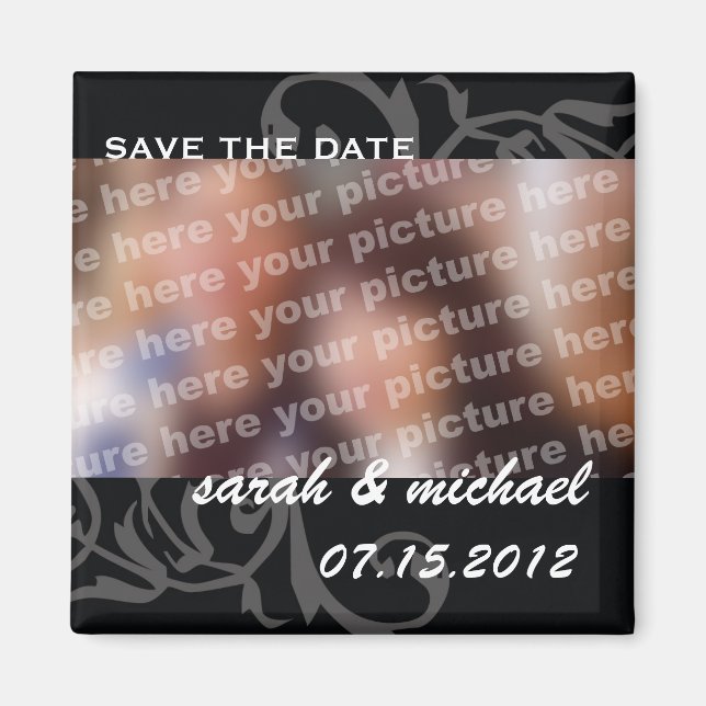B&W save the date wedding announcement photo Magnet (Front)