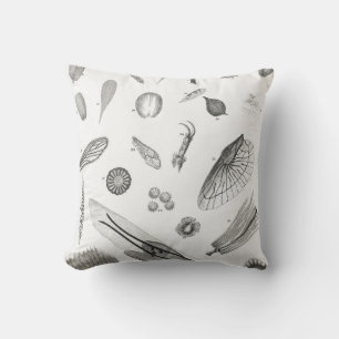 B&W Science Microbiology Magnification Microscopic Throw Pillow