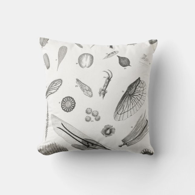 B&W Science Microbiology Magnification Microscopic Throw Pillow (Front)
