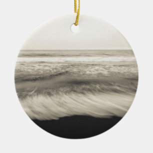 B&W seascape, Hawaii Ceramic Ornament