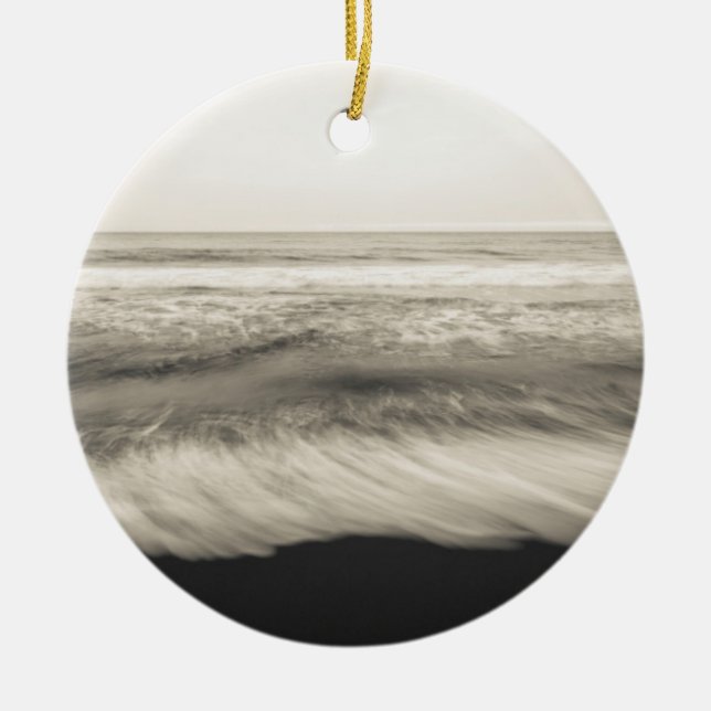 B&W seascape, Hawaii Ceramic Ornament (Front)
