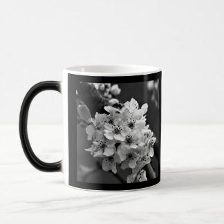 B&W Small White Flowers Photo Magic Mug