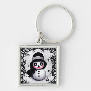 B&W Snowgirl Keychain
