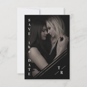 B&W Sophisticated Photo Couple Lesbian Gay Wedding Save The Date